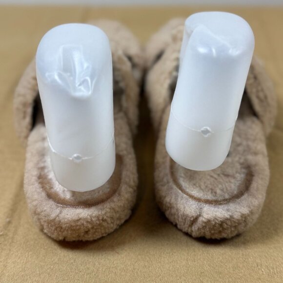 Eileen Fisher Womens Shearling Slip-On Sandals 7.5 Beige Strappy Fuzzy Soft - Picture 7 of 8